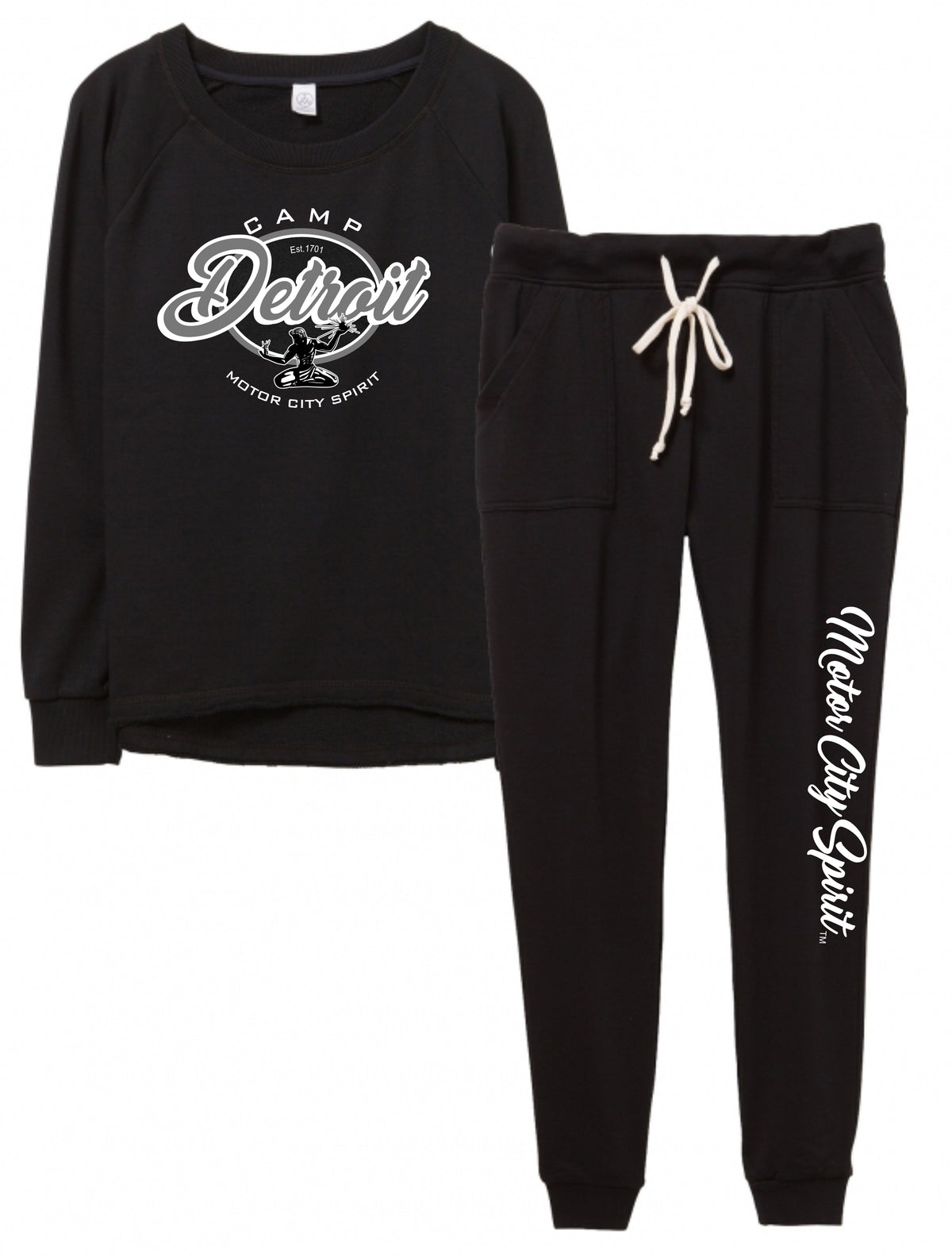Camp Detroit Apparel Ladies Burnout French Terry Sweatshirt Jogger Set
