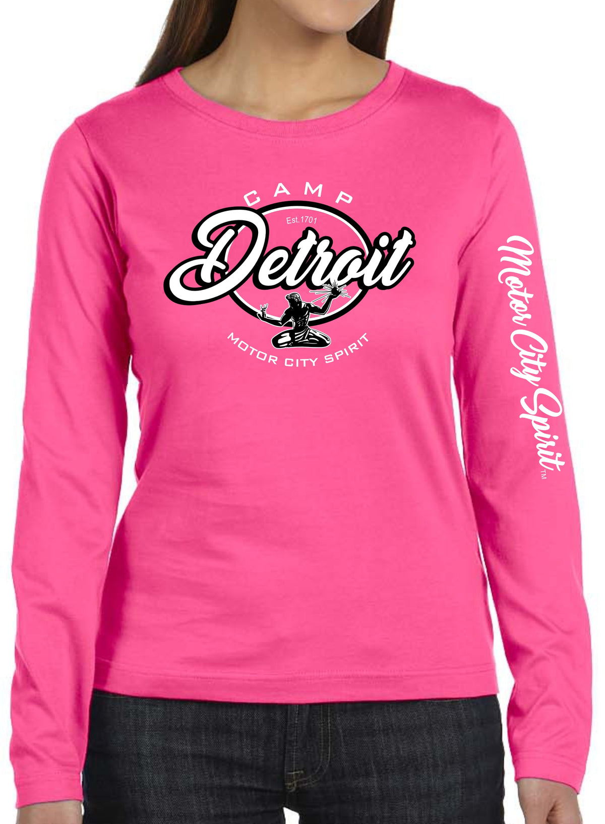 Camp Detroit Apparel Ladies Long Sleeve Soft Style Fit T-Shirt