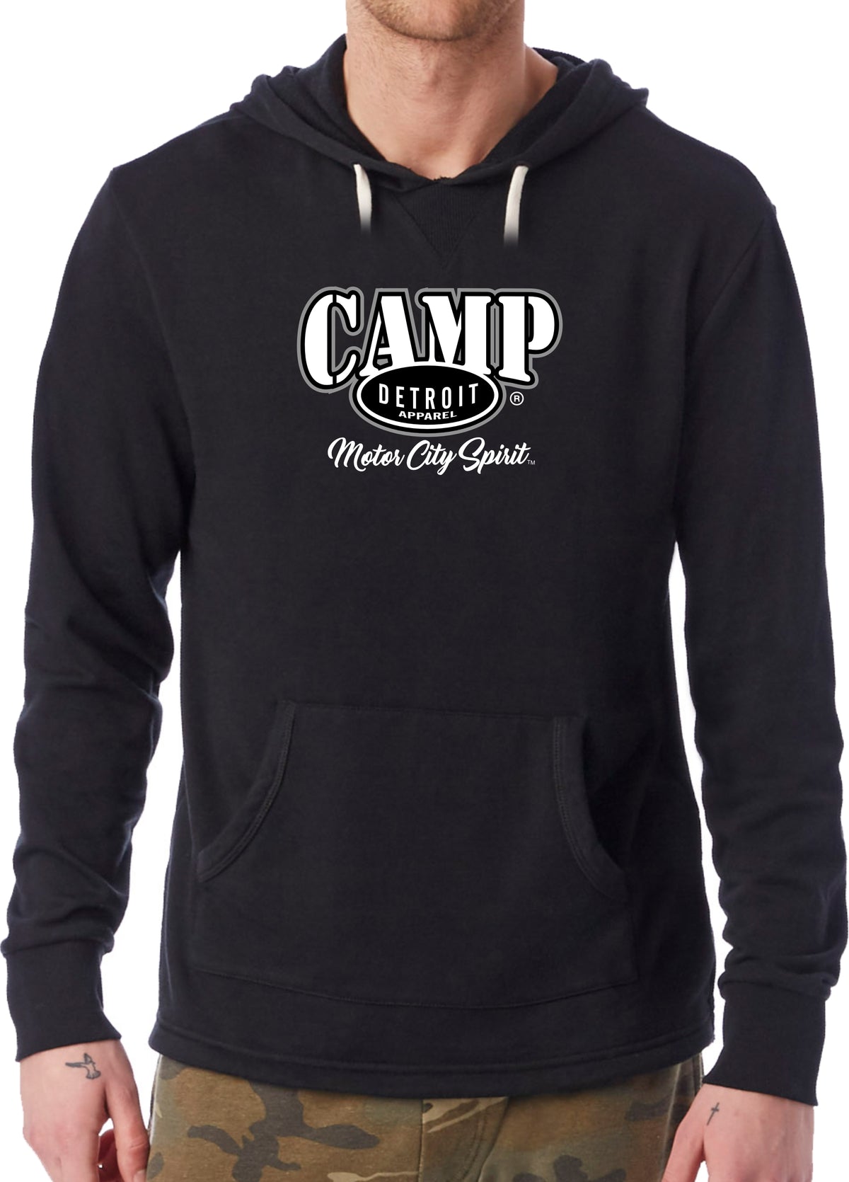 Camp Detroit Apparel Mens Burnout French Terry Hoodie