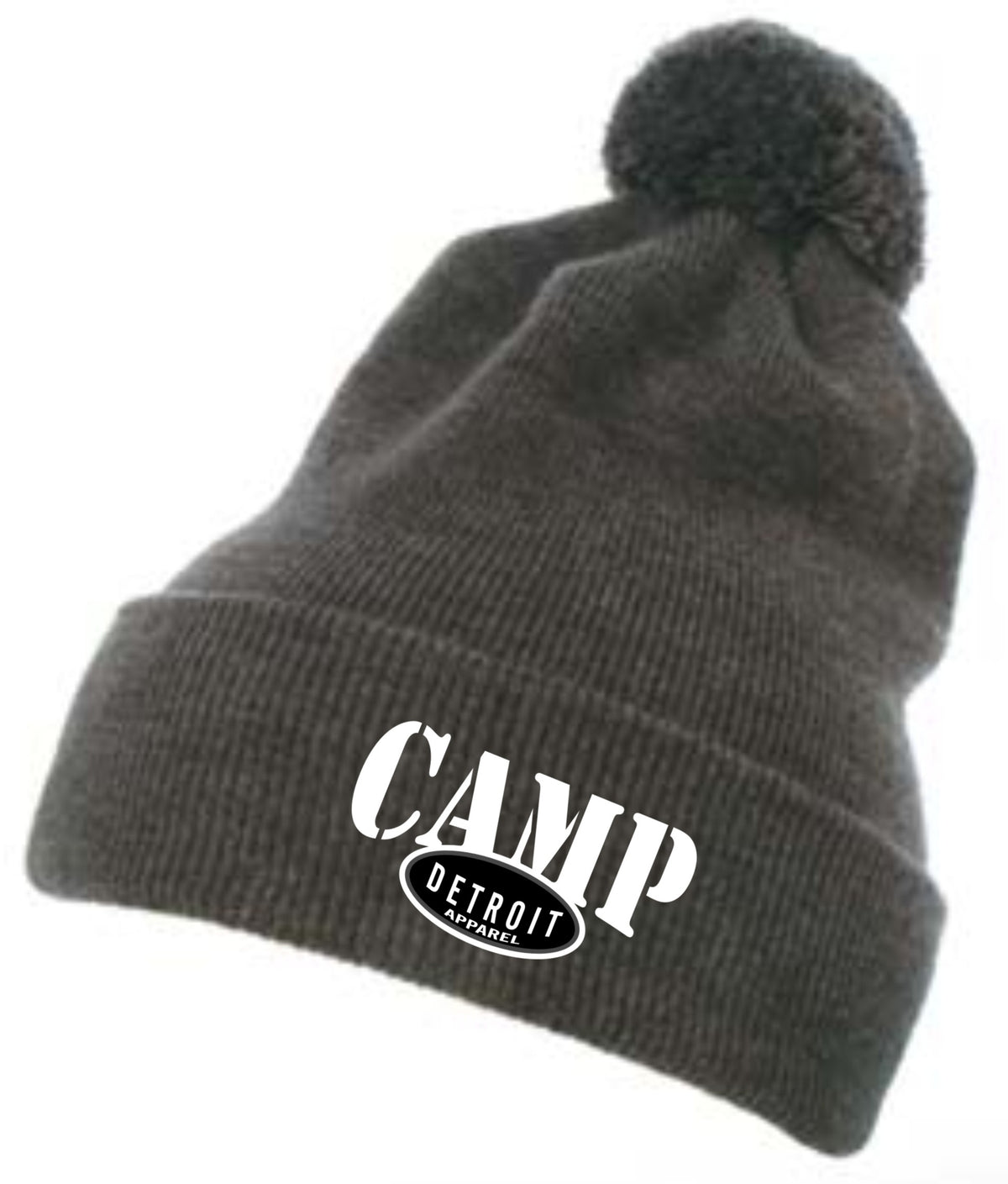 Camp Detroit Solid Color Pom Knit Beanie