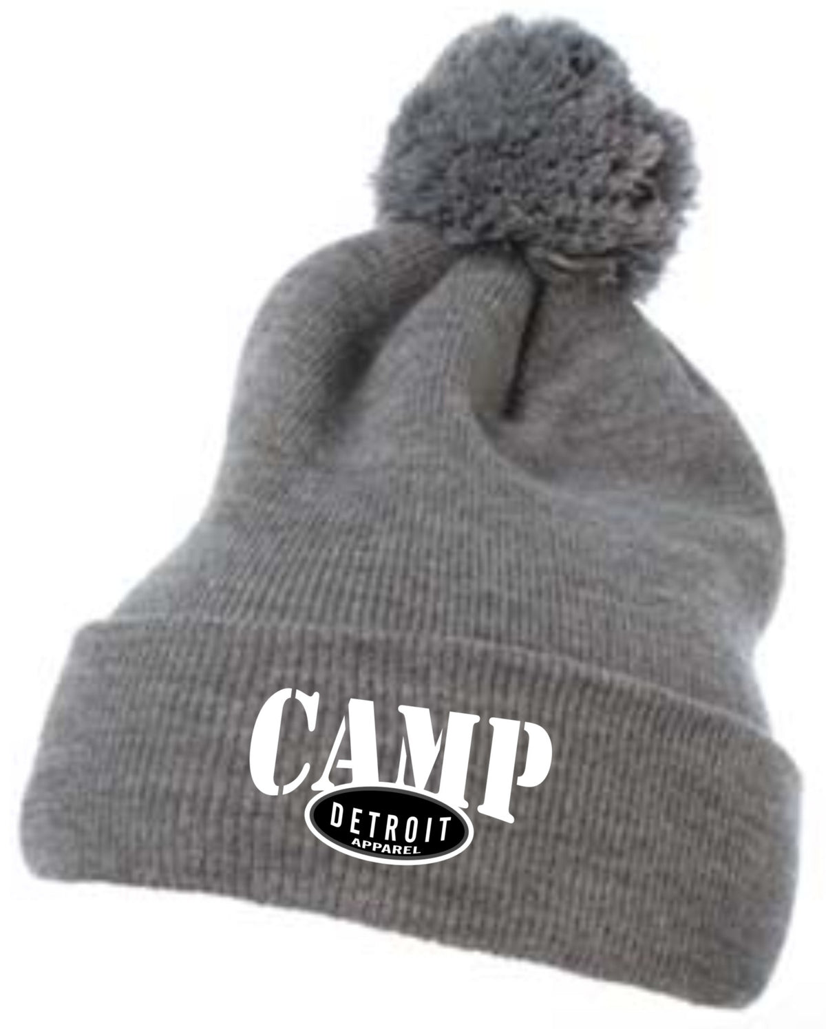 Camp Detroit Solid Color Pom Knit Beanie
