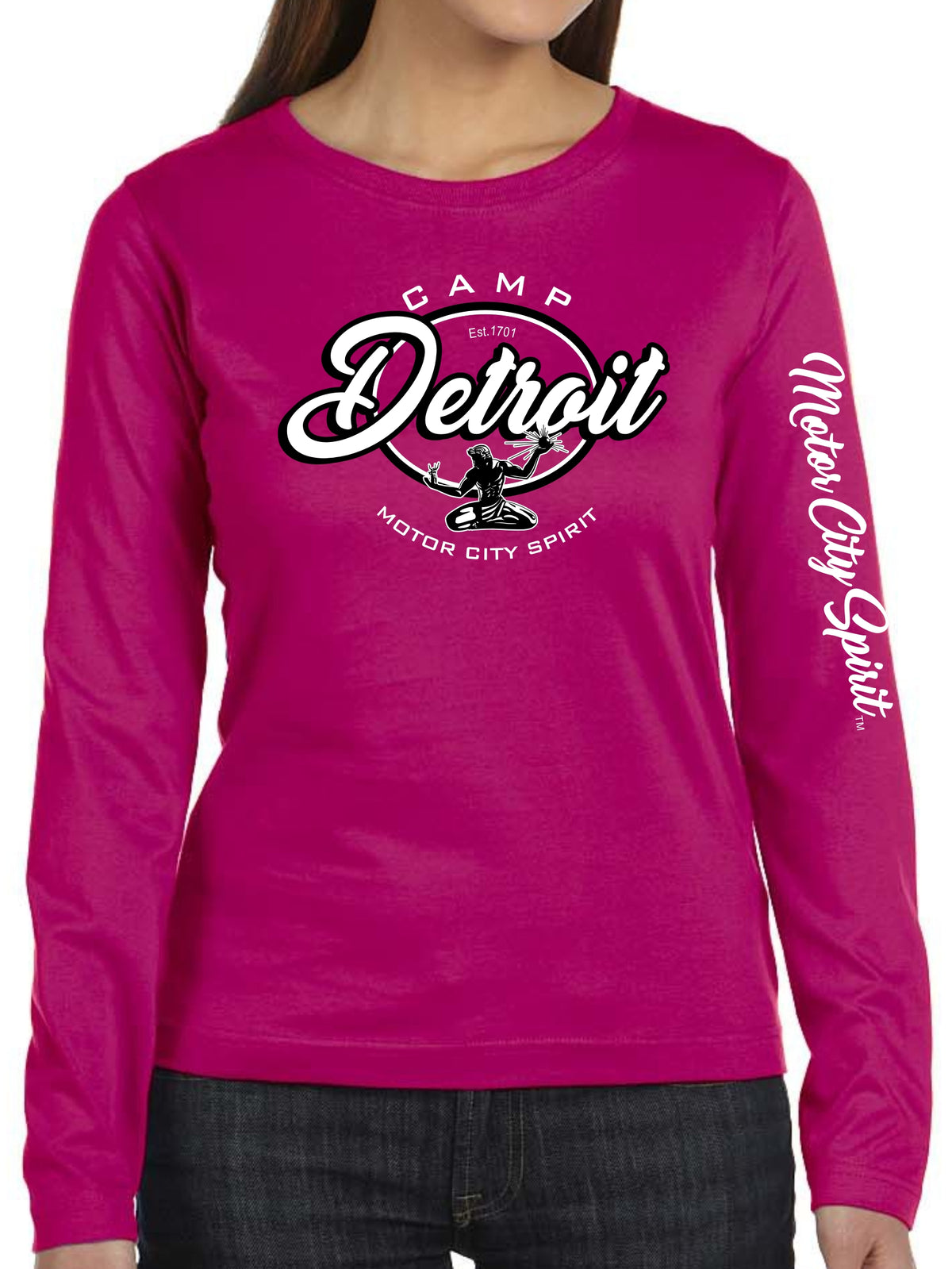 Camp Detroit Apparel Ladies Long Sleeve Soft Style Fit T-Shirt
