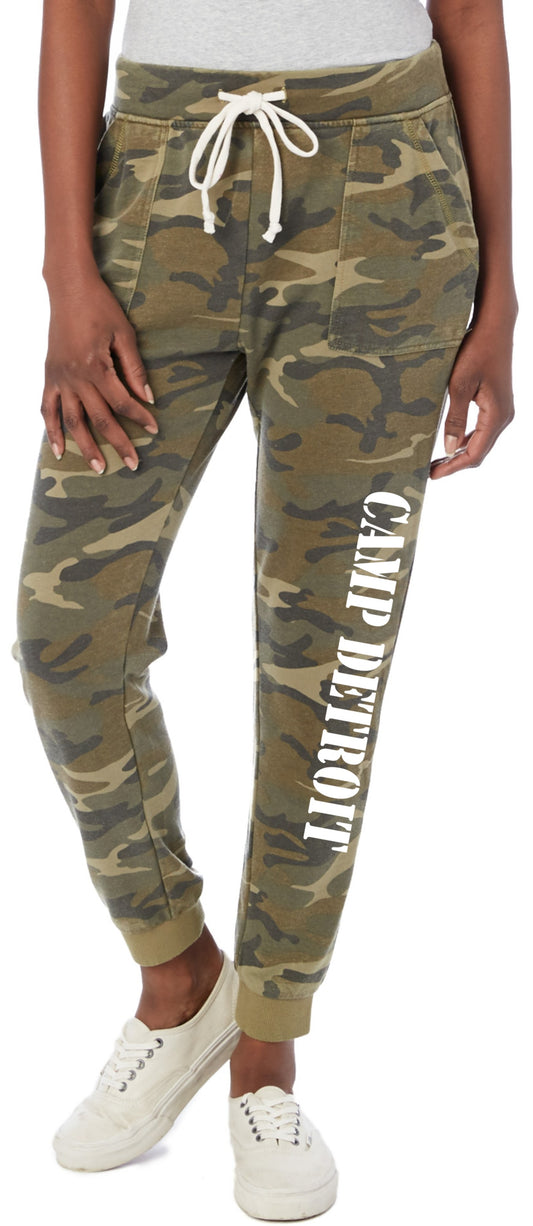 Camp Detroit Ladies Camouflage Burnout French Terry Sweatpants