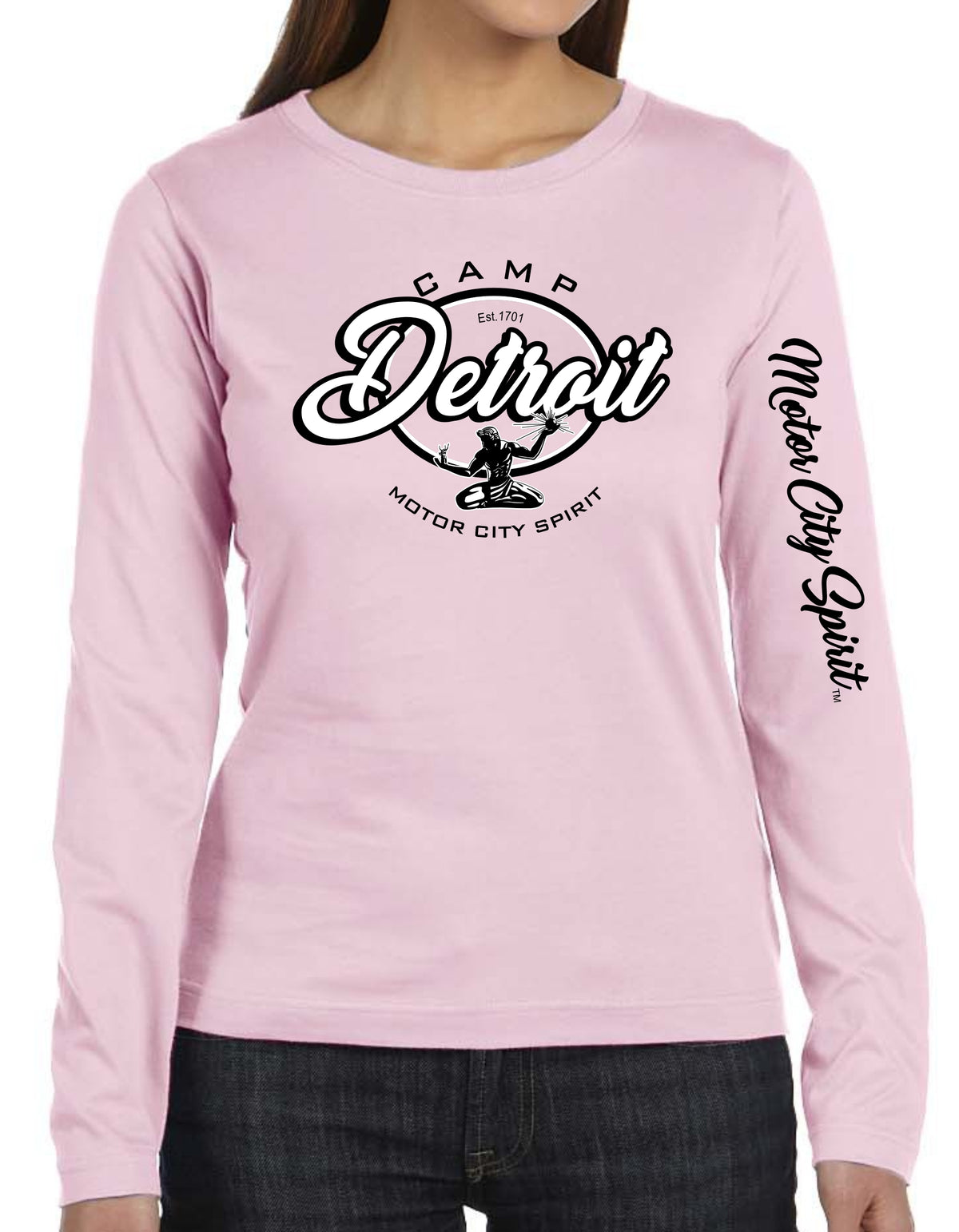 Camp Detroit Apparel Ladies Long Sleeve Soft Style Fit T-Shirt