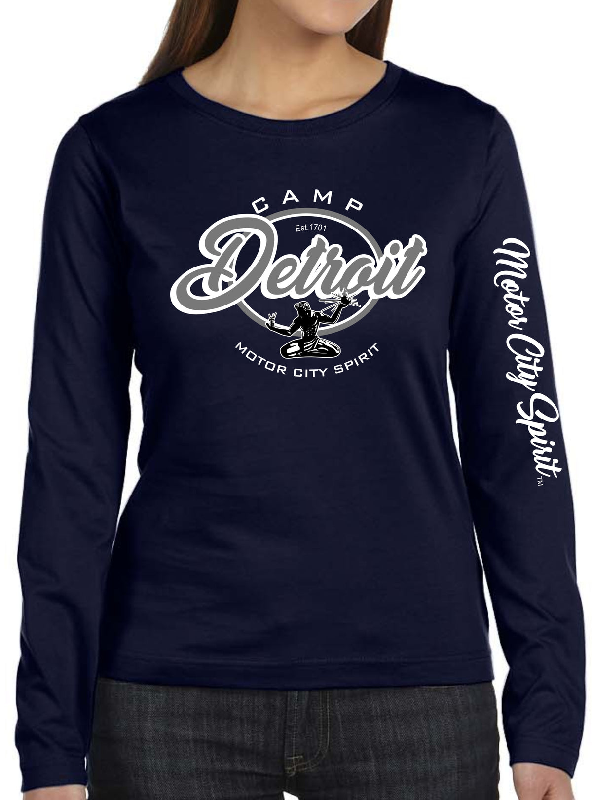 Camp Detroit Apparel Ladies Long Sleeve Soft Style Fit T-Shirt