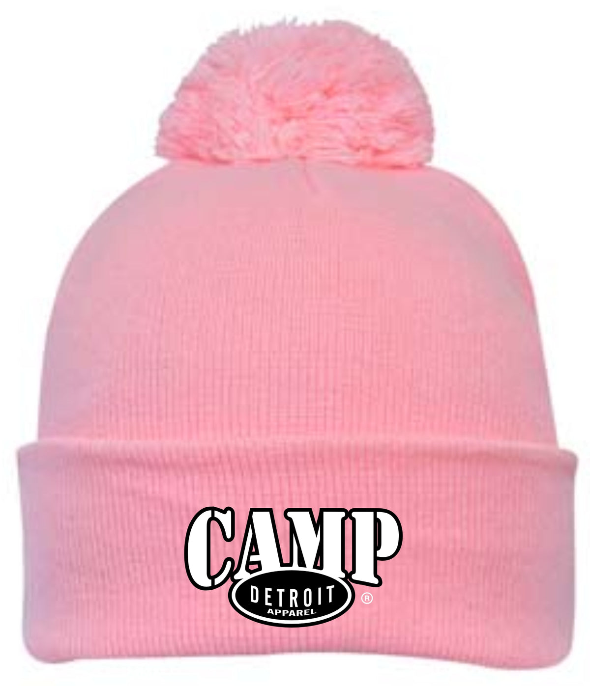 Camp Detroit Solid Color Pom Knit Beanie