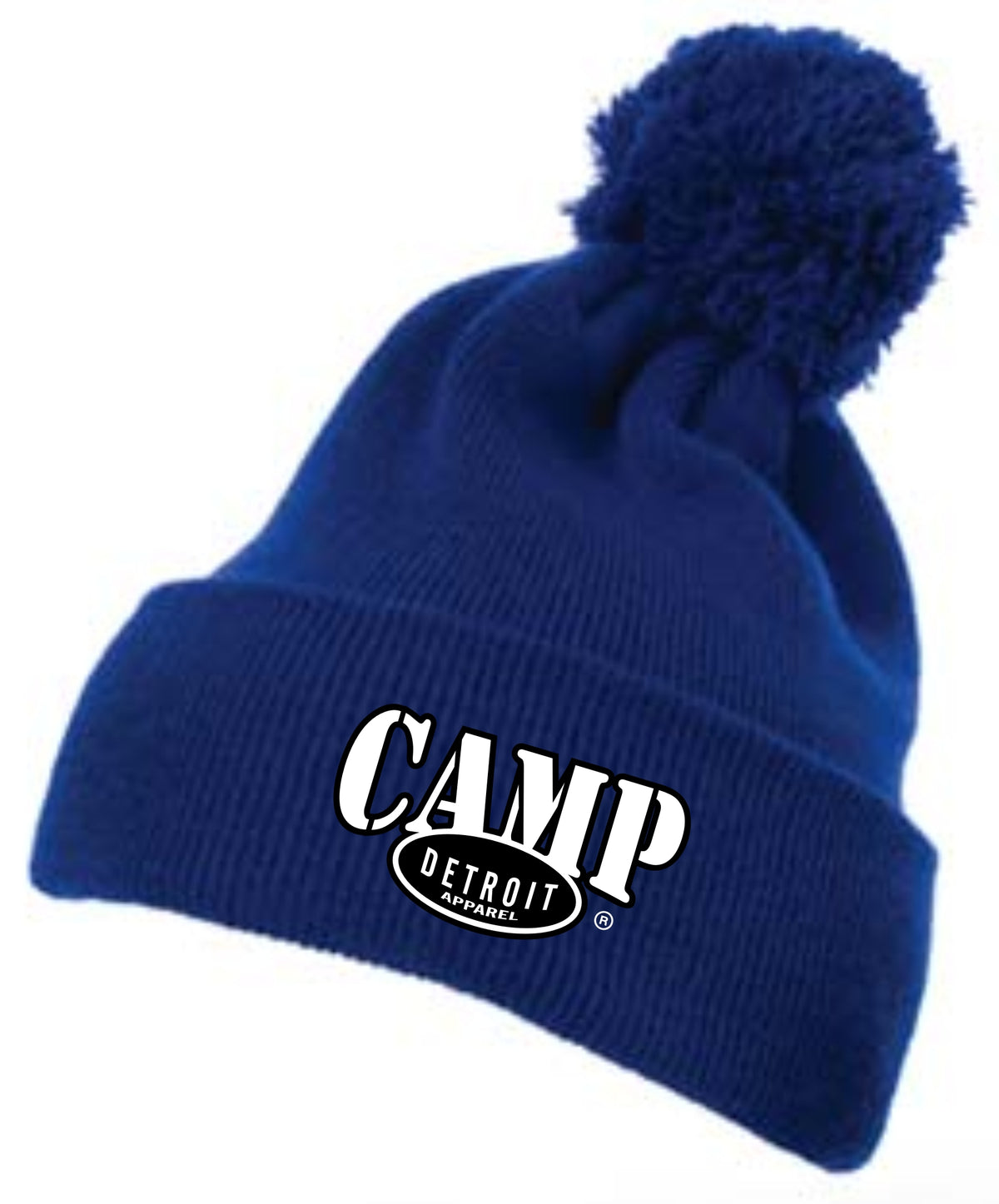 Camp Detroit Solid Color Pom Knit Beanie